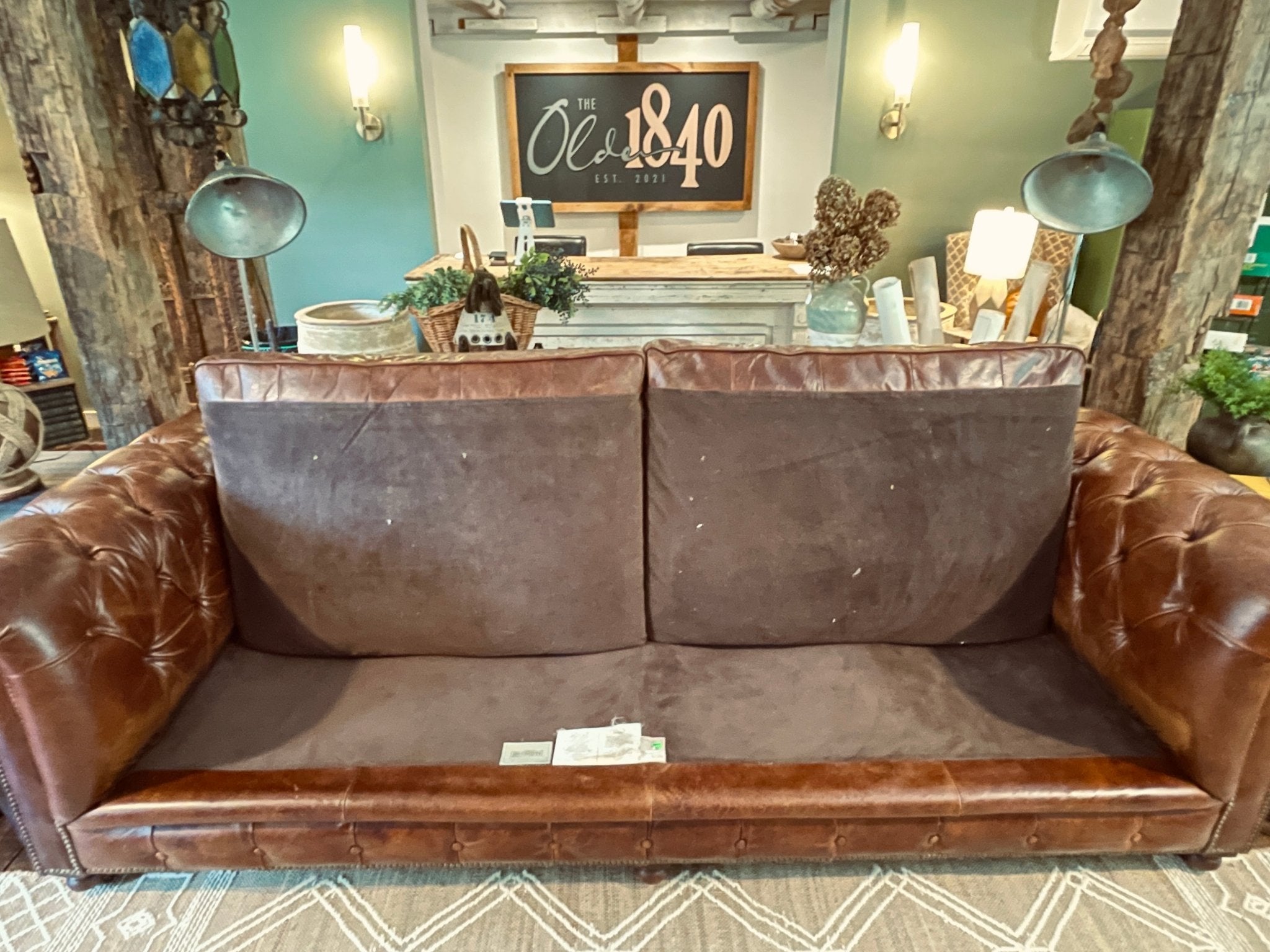 Restoration Hardware 9ft Kensington Leather Sofa - Brompton Cocoa Luxe – Furniture by The Olde 1840