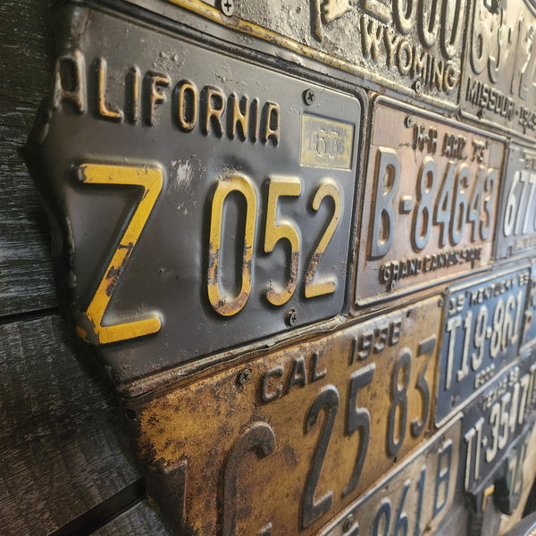 Handcrafted USA Map Wall Art – Vintage License Plates