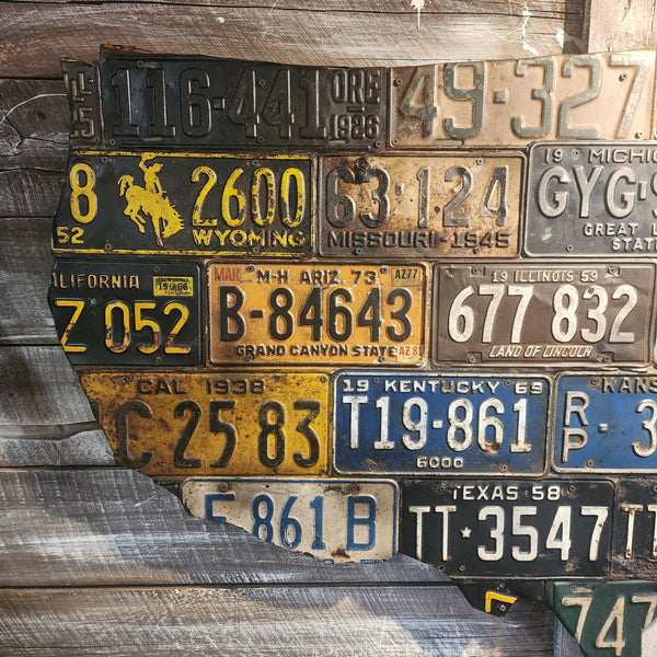 Handcrafted USA Map Wall Art – Vintage License Plates