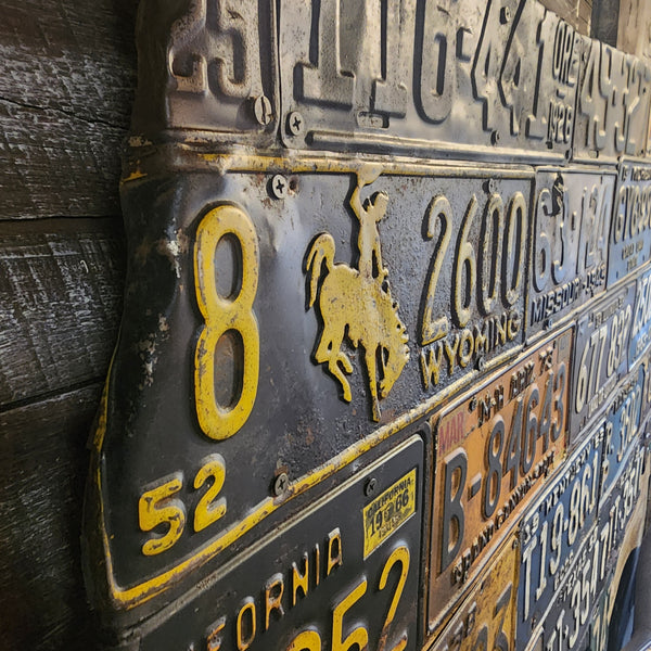 Handcrafted USA Map Wall Art – Vintage License Plates