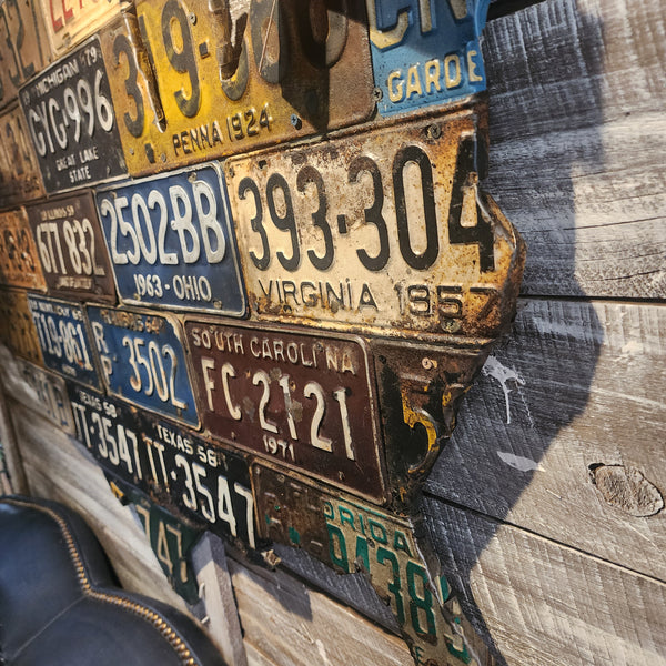 Handcrafted USA Map Wall Art – Vintage License Plates
