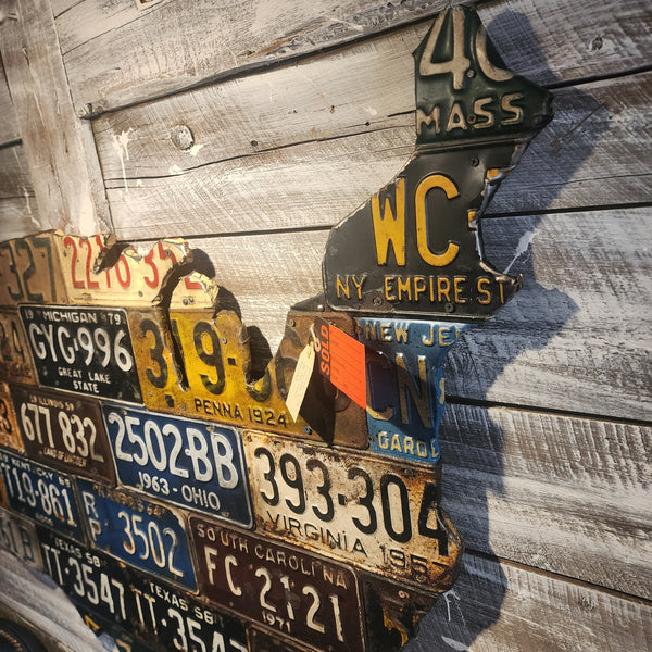 Handcrafted USA Map Wall Art – Vintage License Plates