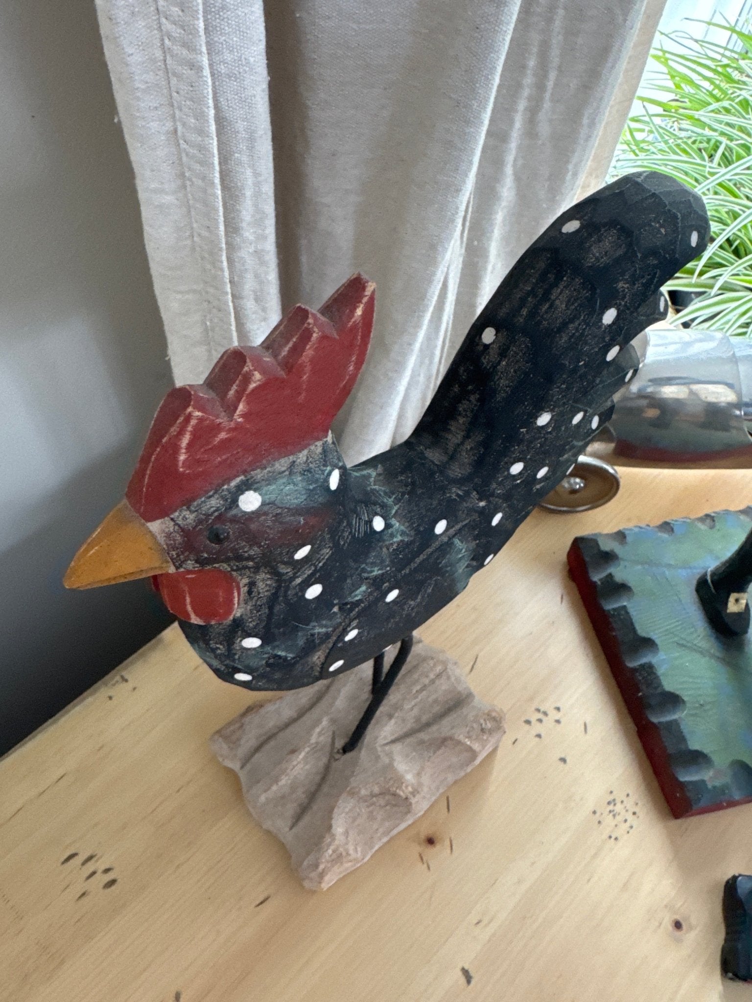 Rooster Folk Art Wood Sculpture 14” – Decor by The Olde 1840