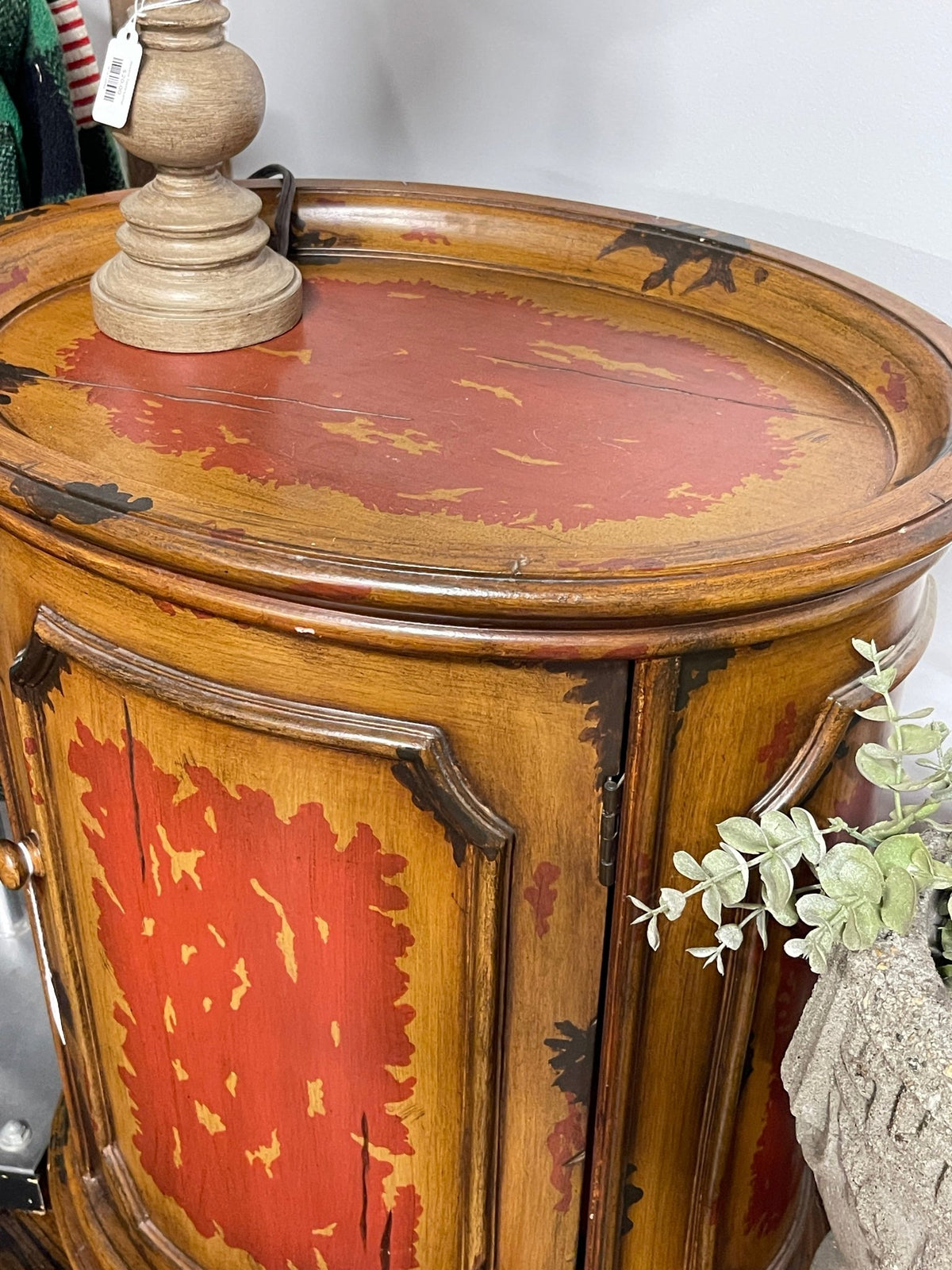 Rustic Distressed Accent Cabinet Side Table with Fixed Shelf – Furniture by The Olde 1840