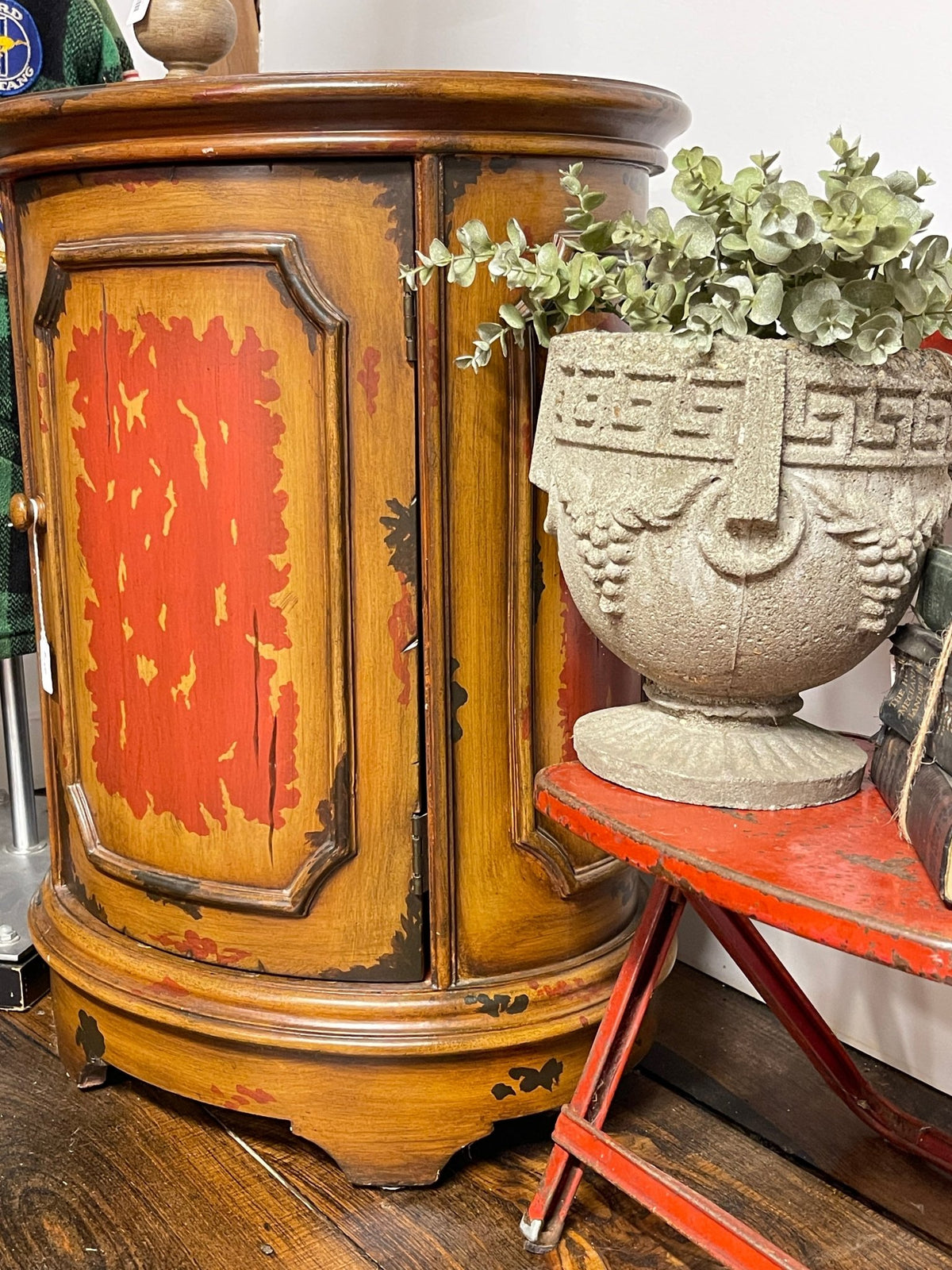 Rustic Distressed Accent Cabinet Side Table with Fixed Shelf – Furniture by The Olde 1840