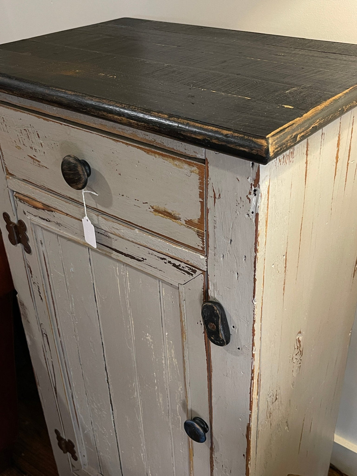 Rustic Farmhouse Hand-Painted Cabinet with Wood Twist Lock – Furniture by The Olde 1840