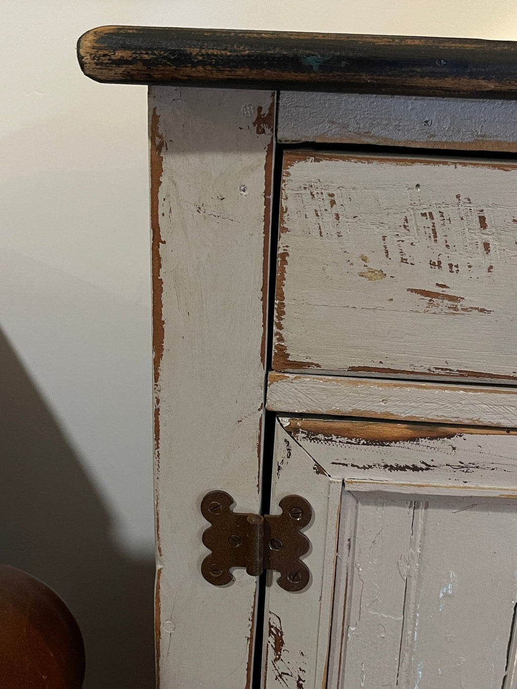 Rustic Farmhouse Hand-Painted Cabinet with Wood Twist Lock – Furniture by The Olde 1840