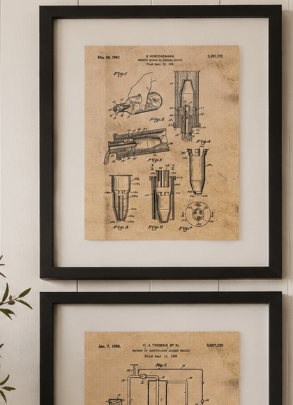 Set of 4 Framed Whiskey Patent Prints – Vintage Inspired Bar & Farmhouse Wall Décor – Artwork by The Olde 1840