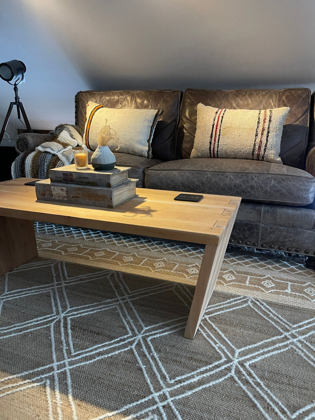 Solid Wood Coffee Table 45" Wide | Natural Finish Modern Farmhouse Style – Furniture by The Olde 1840