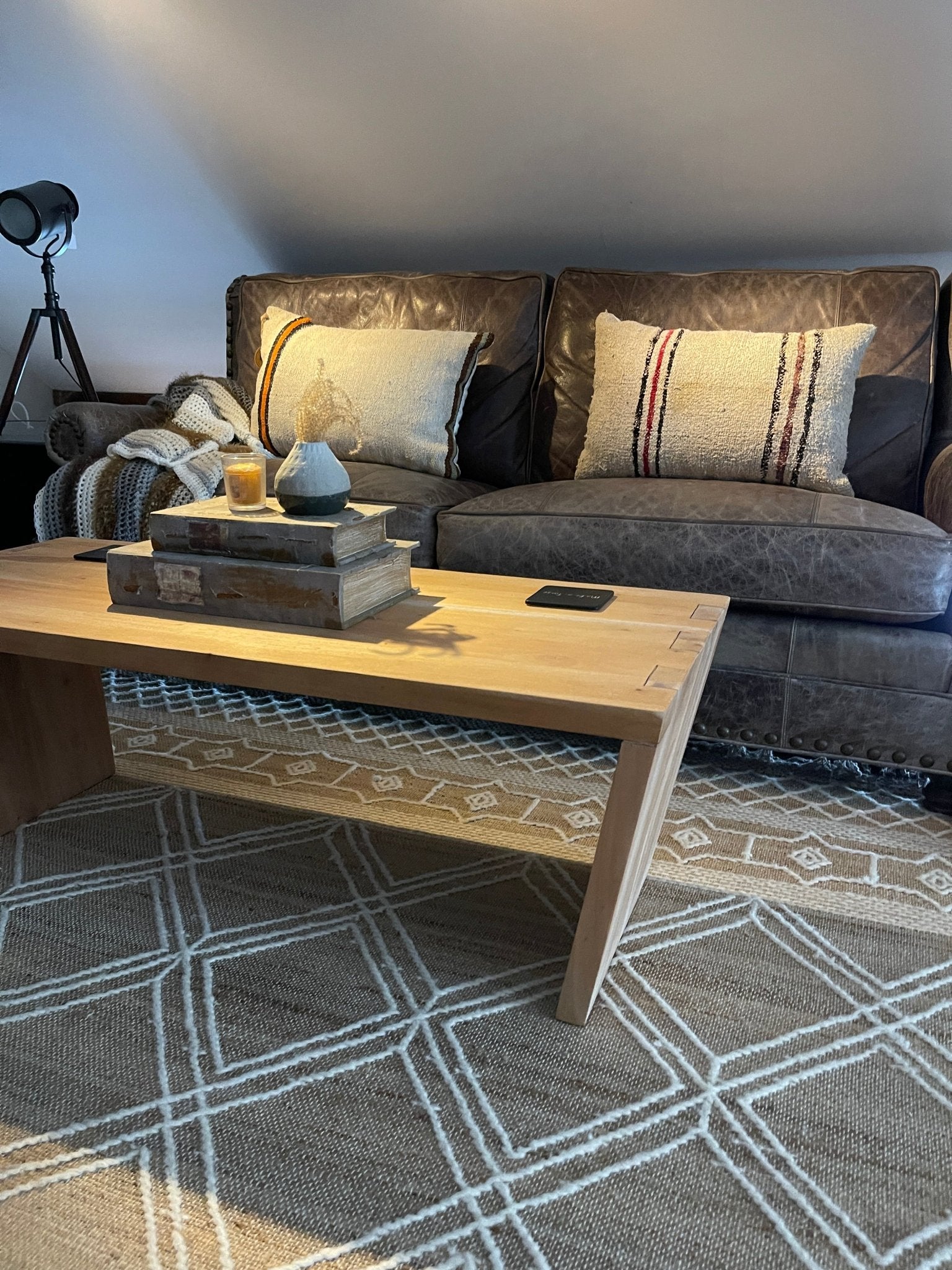 Solid Wood Coffee Table 45" Wide | Natural Finish Modern Farmhouse Style – Furniture by The Olde 1840