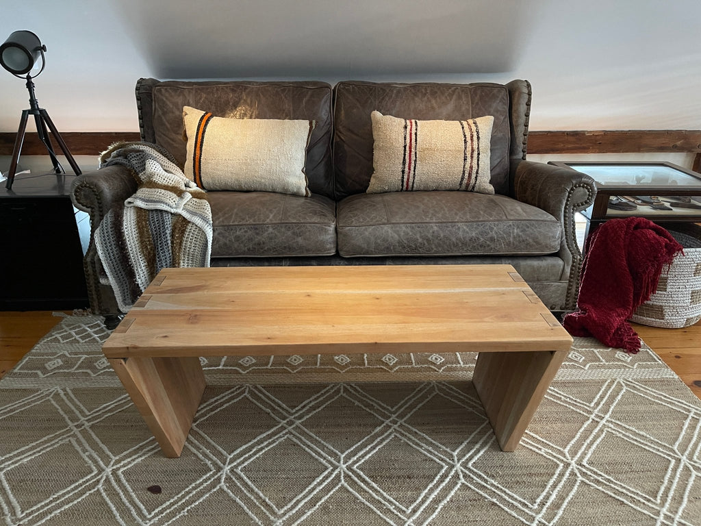 Solid Wood Coffee Table 45" Wide | Natural Finish Modern Farmhouse Style – Furniture by The Olde 1840