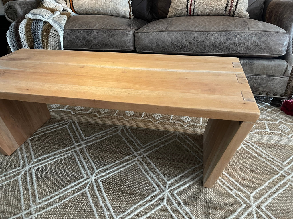 Solid Wood Coffee Table 45" Wide | Natural Finish Modern Farmhouse Style – Furniture by The Olde 1840