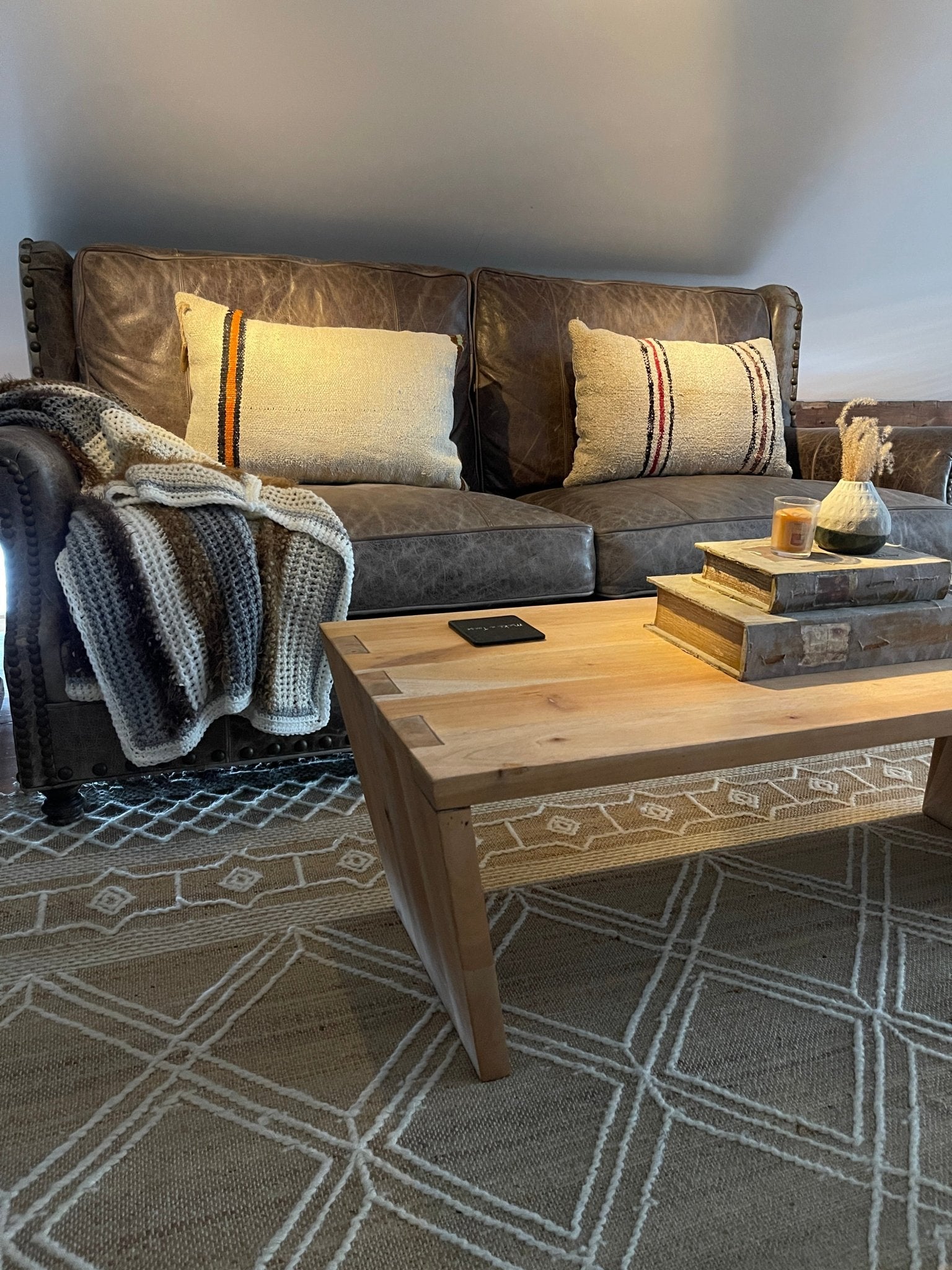 Solid Wood Coffee Table 45" Wide | Natural Finish Modern Farmhouse Style – Furniture by The Olde 1840