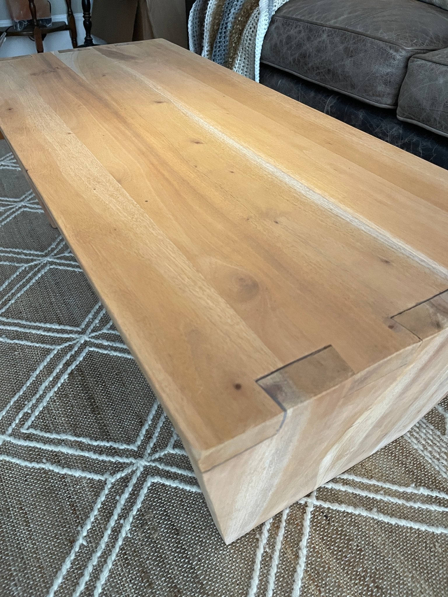 Solid Wood Coffee Table 45" Wide | Natural Finish Modern Farmhouse Style – Furniture by The Olde 1840