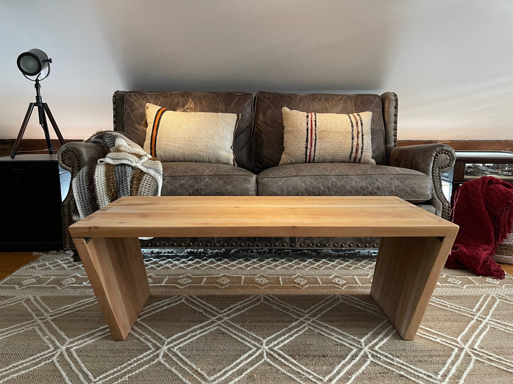 Solid Wood Coffee Table 45" Wide | Natural Finish Modern Farmhouse Style – Furniture by The Olde 1840