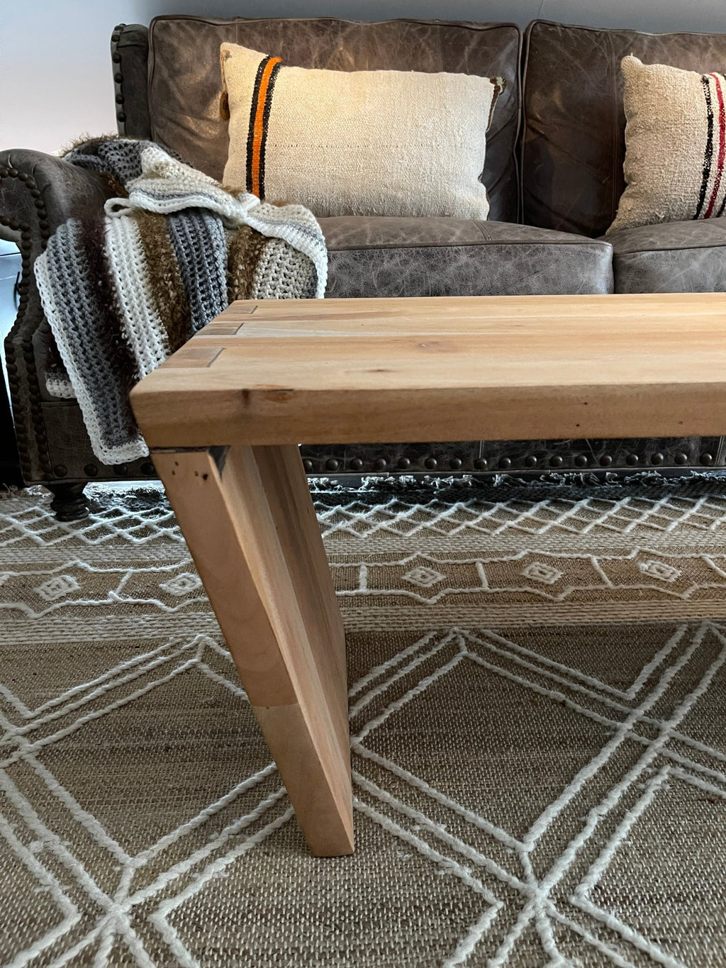 Solid Wood Coffee Table 45" Wide | Natural Finish Modern Farmhouse Style – Furniture by The Olde 1840