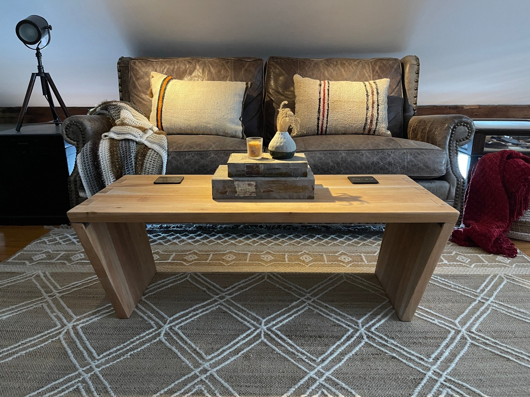 Solid Wood Coffee Table 45" Wide | Natural Finish Modern Farmhouse Style – Furniture by The Olde 1840