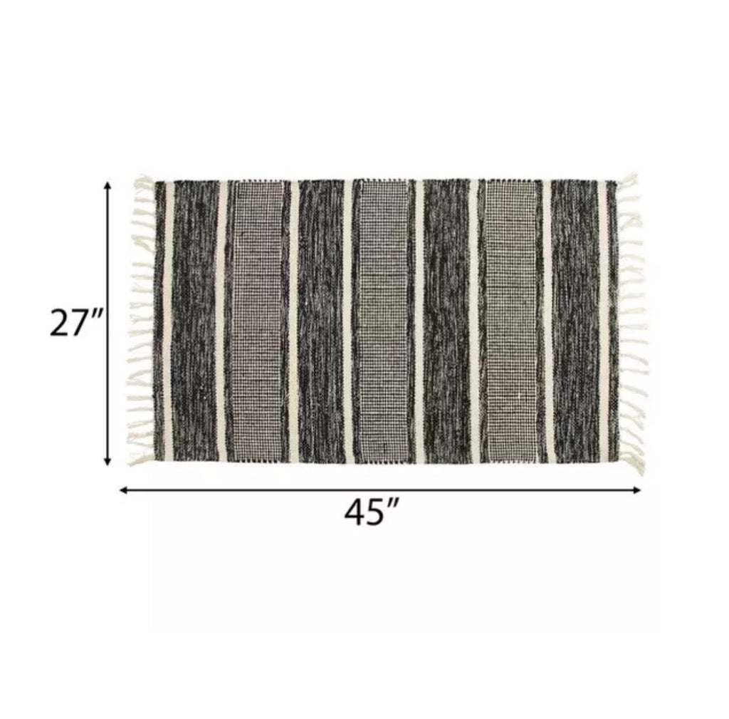 Striped Woven Tassel Rug - 27” x 45” – Accent Rug by The Olde 1840