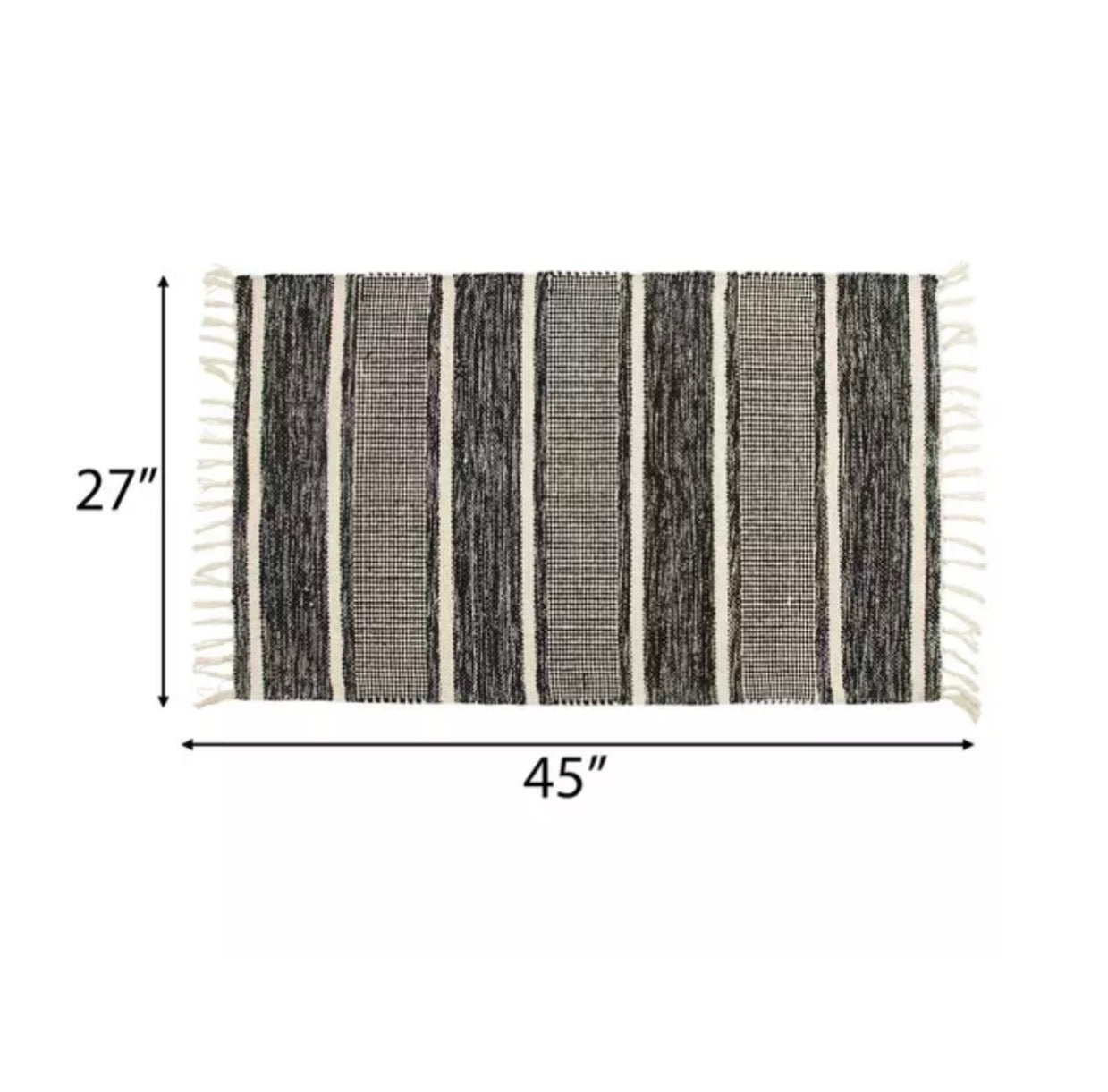 Striped Woven Tassel Rug - 27” x 45” – Accent Rug by The Olde 1840