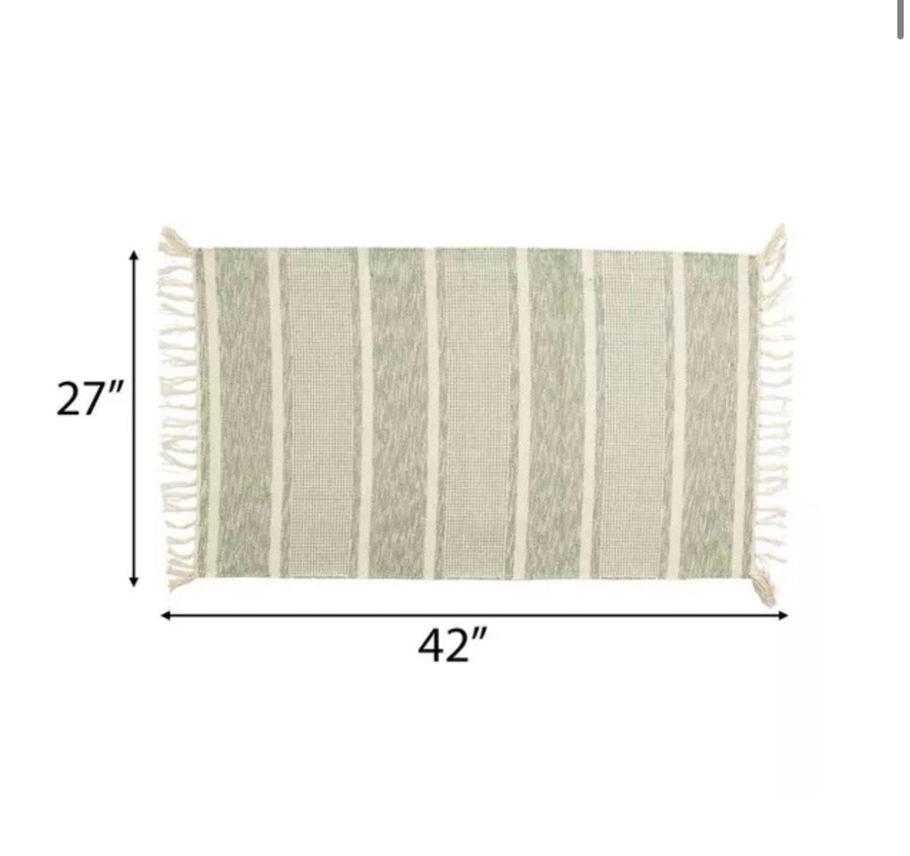Striped Woven Tassel Rug - 27” x 45” – Accent Rug by The Olde 1840