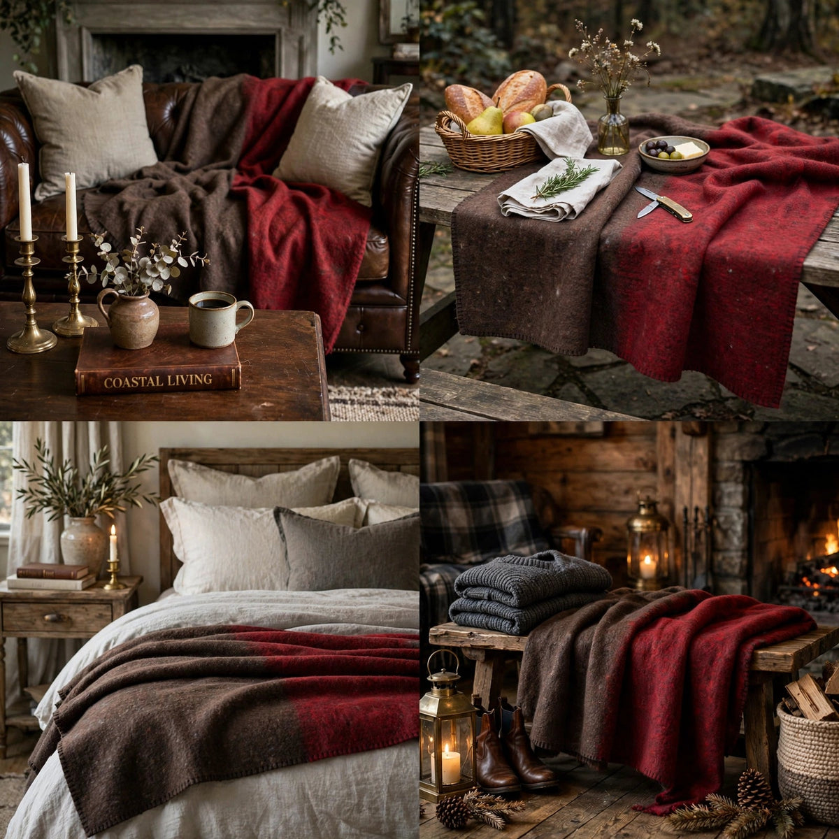 Swiss Army Style Wool Blend Blanket – Heavyweight Cold-Weather Camp & Cabin Throw (86" x 66") – Blankets by The Olde 1840