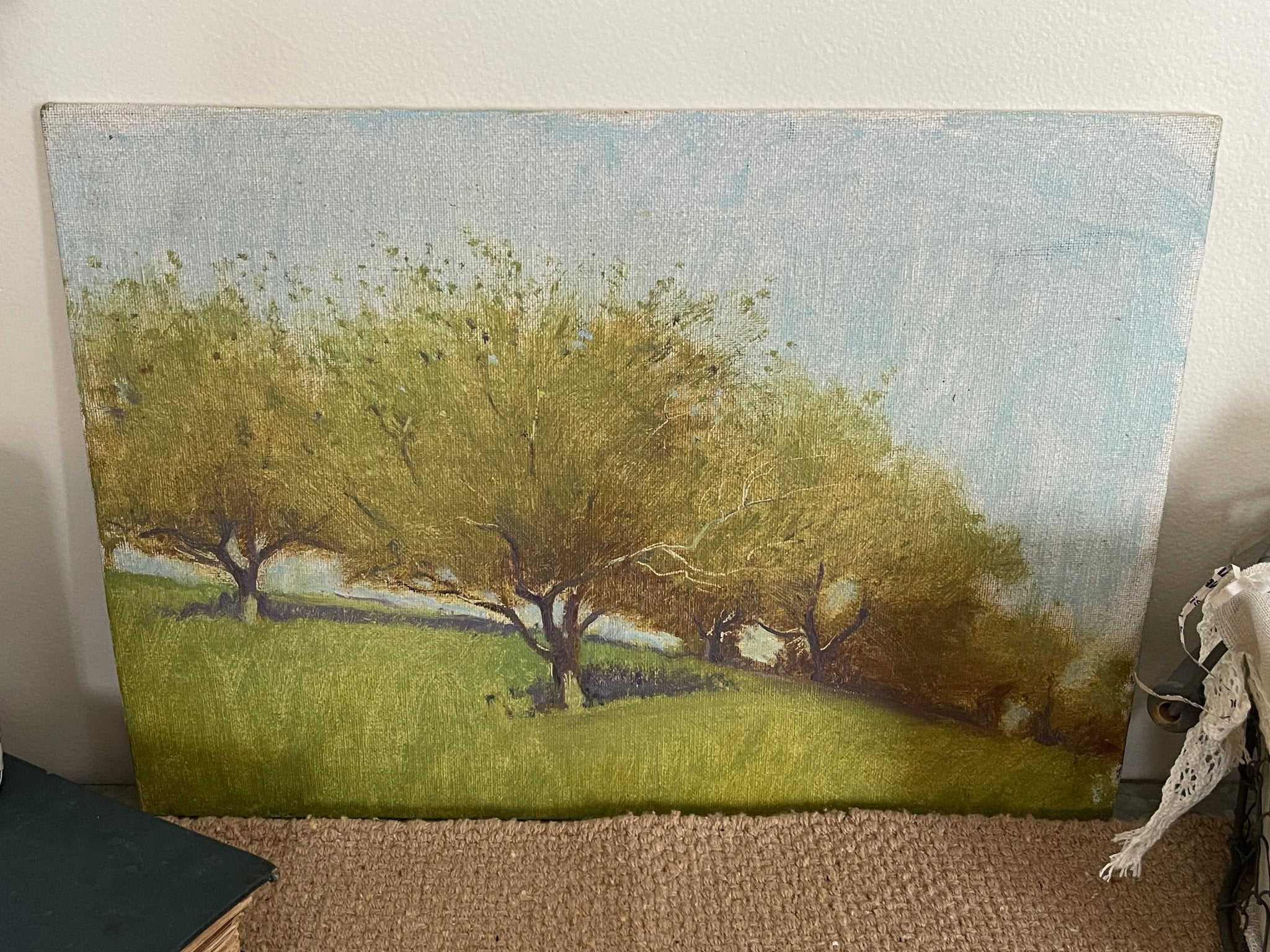 Timeless Orchard Grove Vintage Landscape Oil Painting – Wall Décor by The Olde 1840