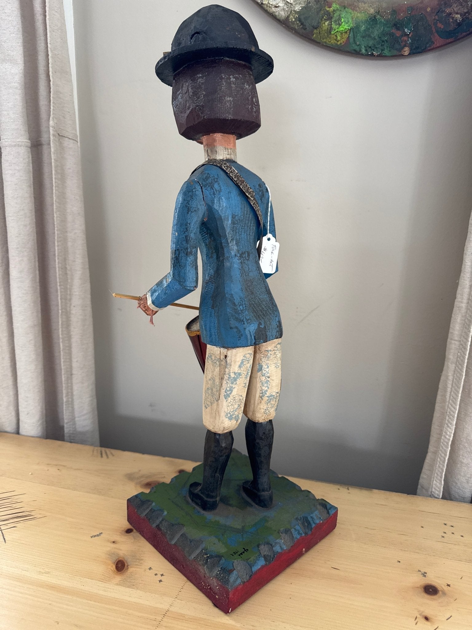 Vintage 1982 Signed C. Jere Wood Carved Drummer Folk Art Sculpture 24” – Decor by The Olde 1840
