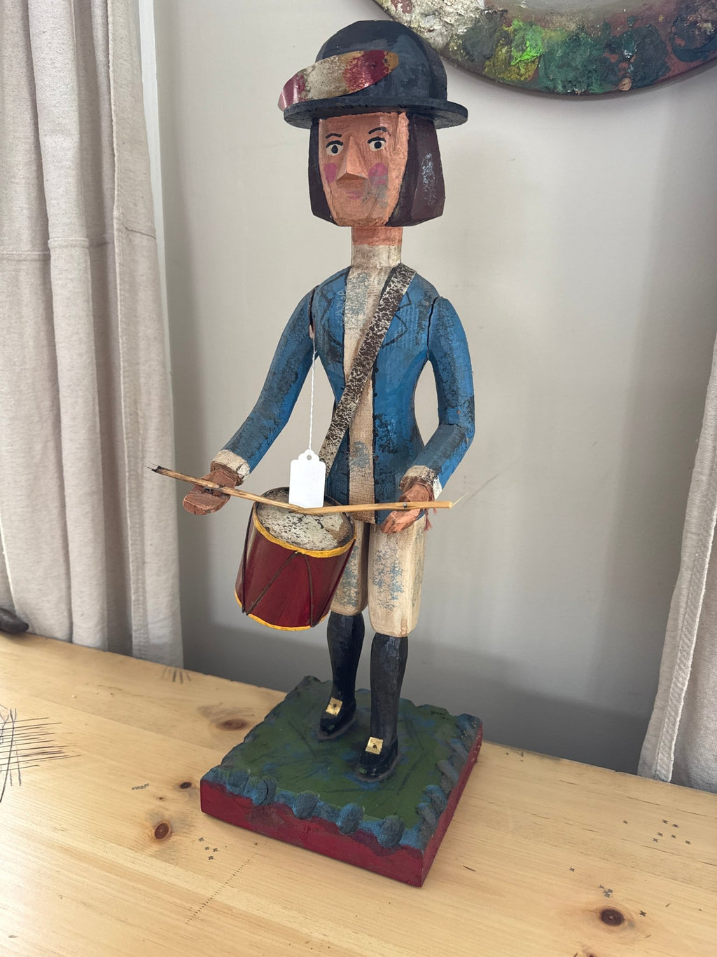 Vintage 1982 Signed C. Jere Wood Carved Drummer Folk Art Sculpture 24” – Decor by The Olde 1840