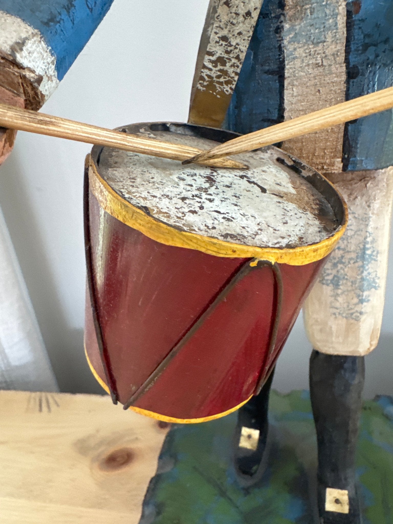 Vintage 1982 Signed C. Jere Wood Carved Drummer Folk Art Sculpture 24” – Decor by The Olde 1840