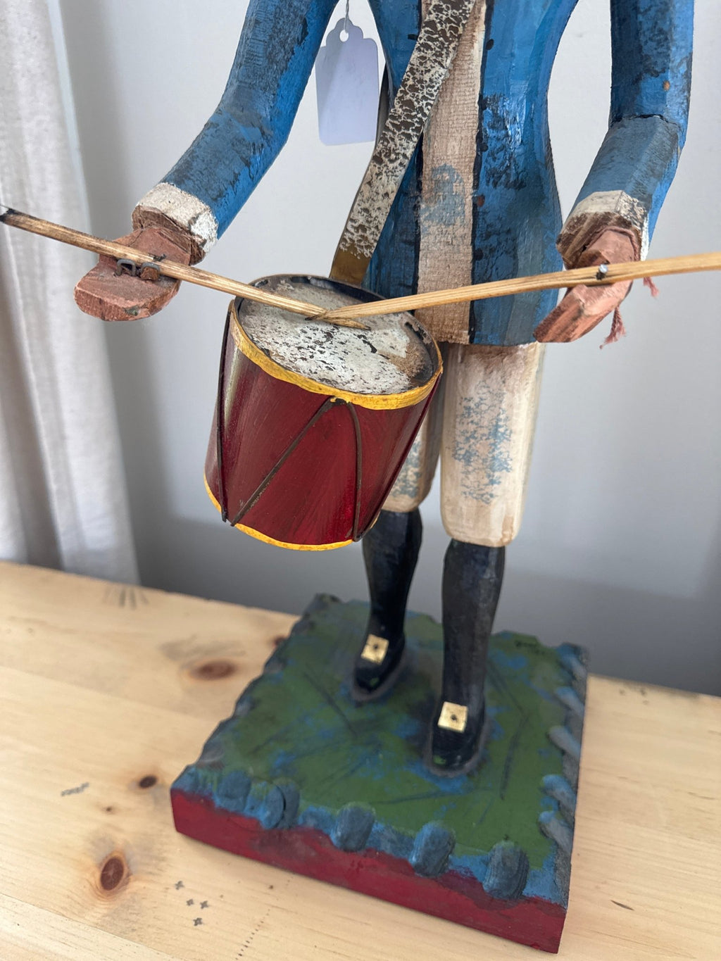 Vintage 1982 Signed C. Jere Wood Carved Drummer Folk Art Sculpture 24” – Decor by The Olde 1840
