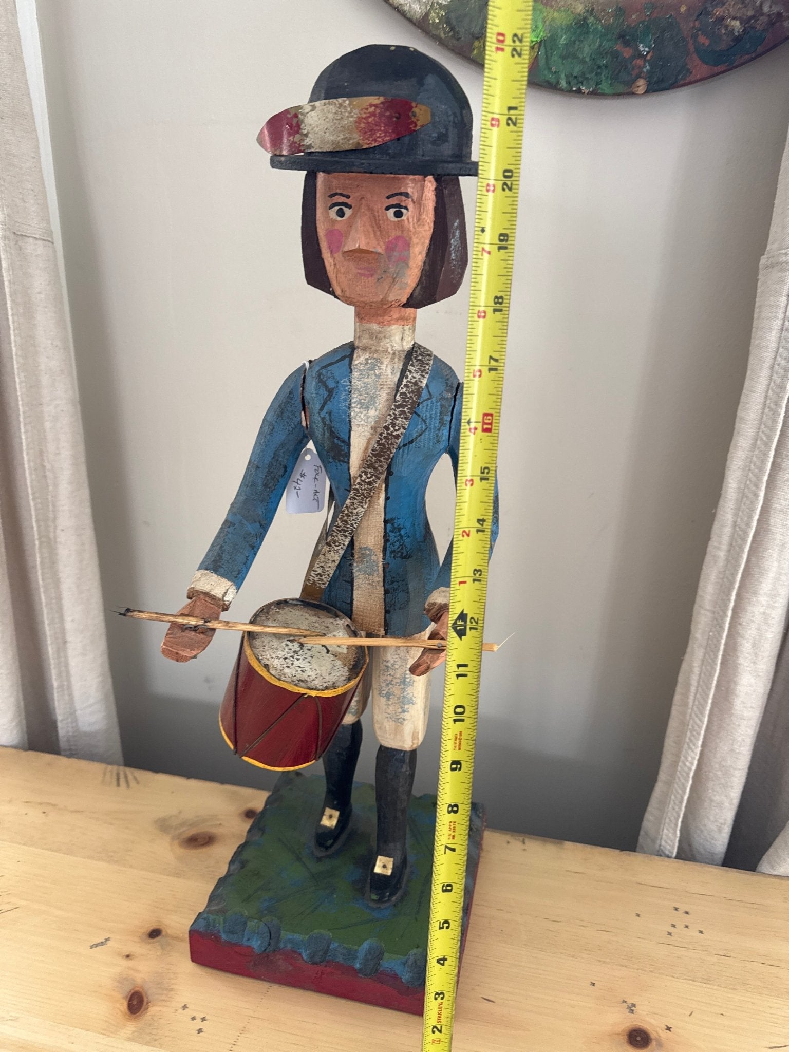 Vintage 1982 Signed C. Jere Wood Carved Drummer Folk Art Sculpture 24” – Decor by The Olde 1840