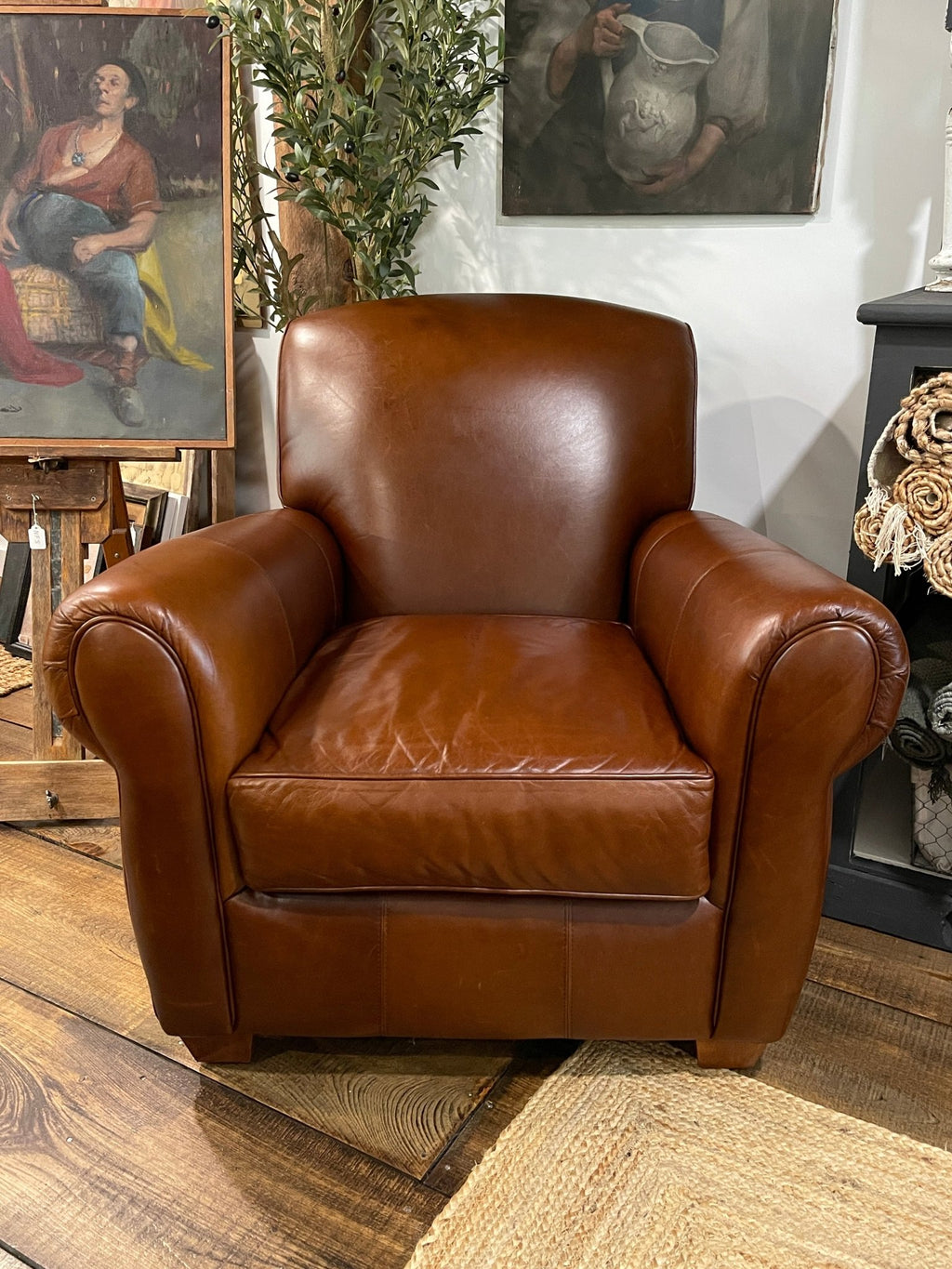 Vintage Bauhaus USA "Amarillo" Leather Club Chair – Furniture by The Olde 1840