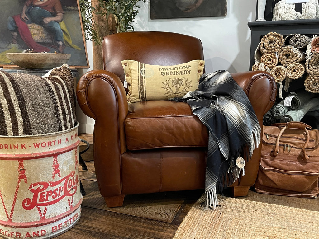 Vintage Bauhaus USA "Amarillo" Leather Club Chair – Furniture by The Olde 1840