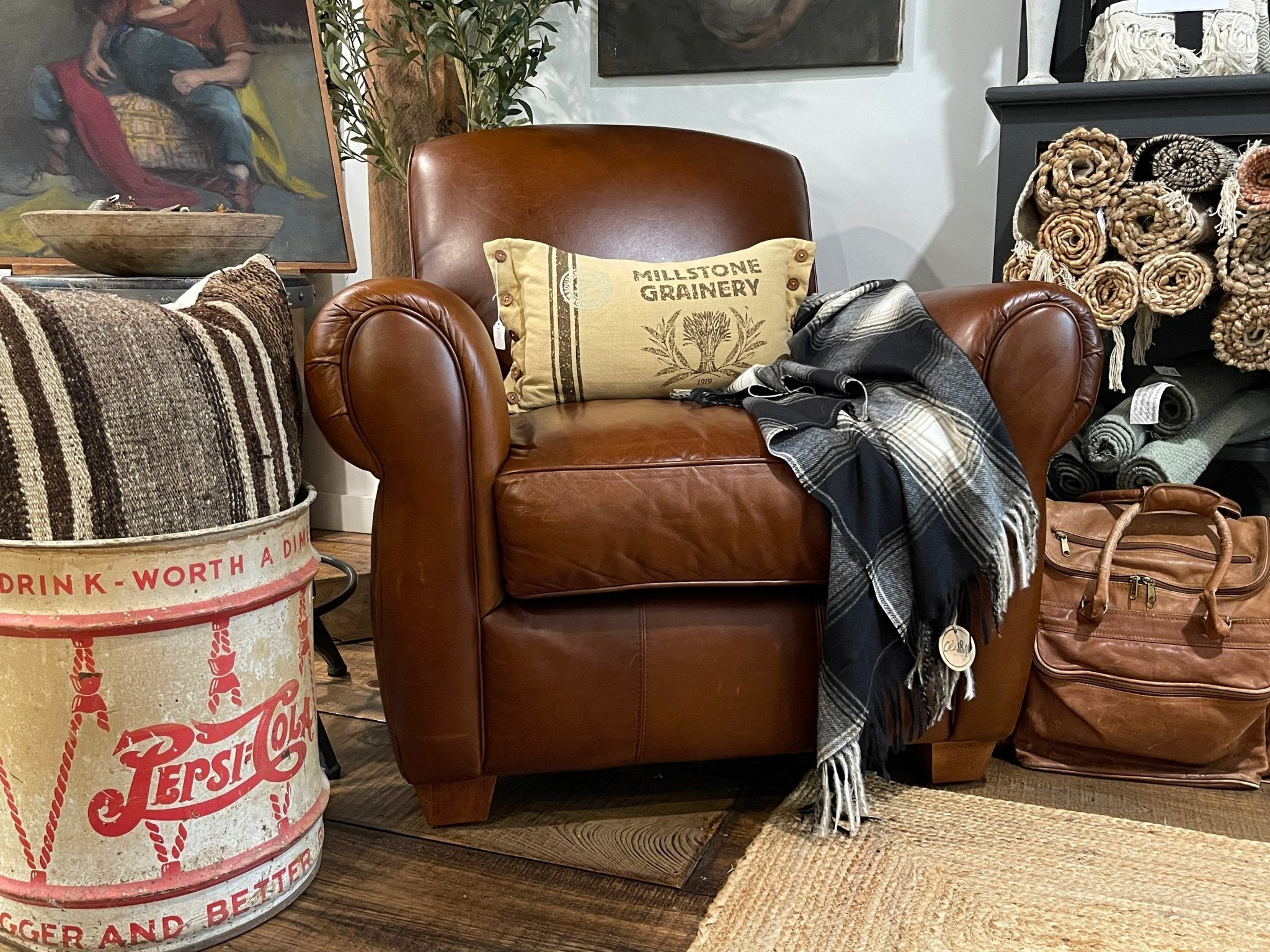 Vintage Bauhaus USA "Amarillo" Leather Club Chair – Furniture by The Olde 1840