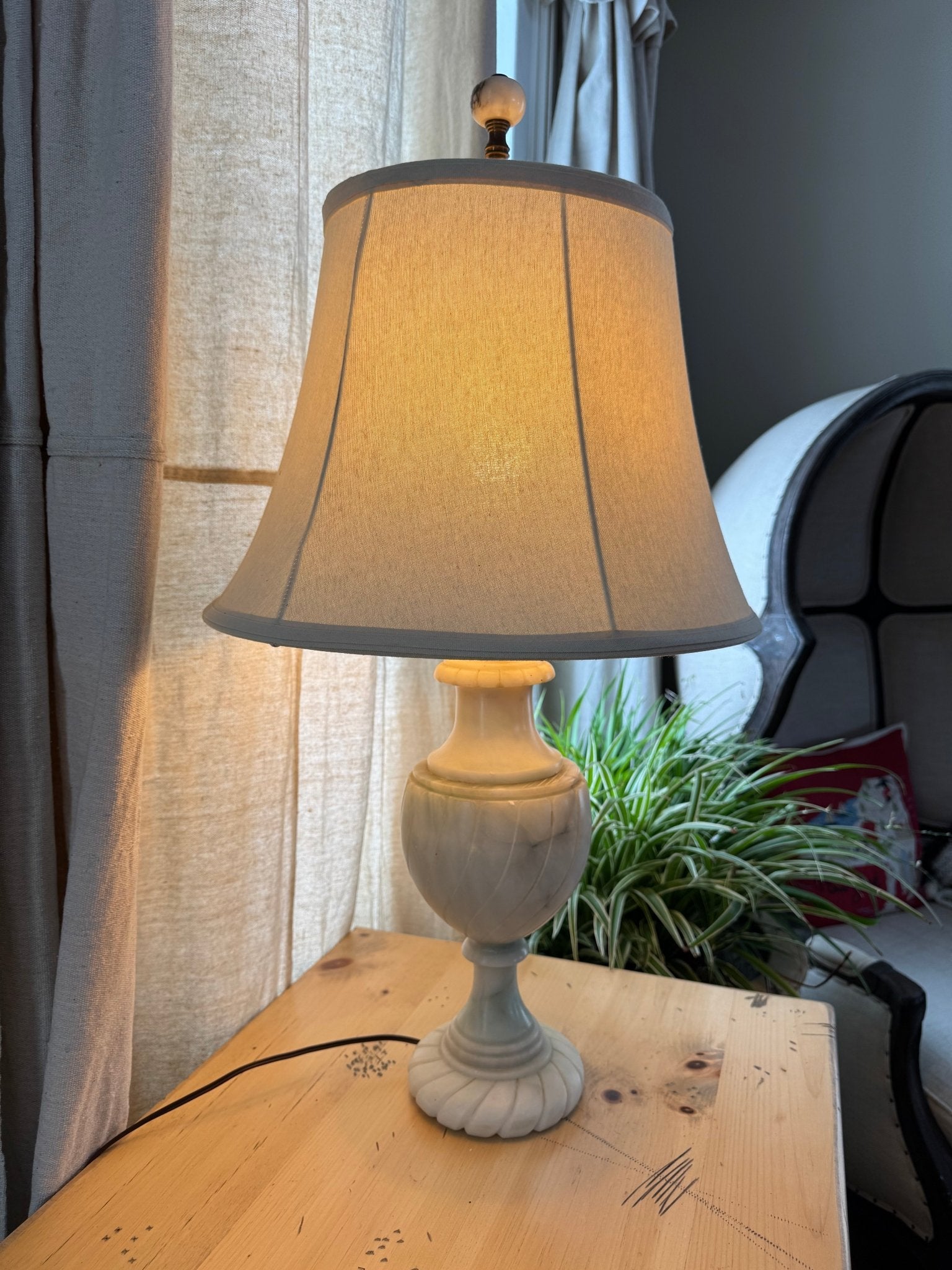 Vintage French Marble Lamp & New Shade – Lamps by The Olde 1840