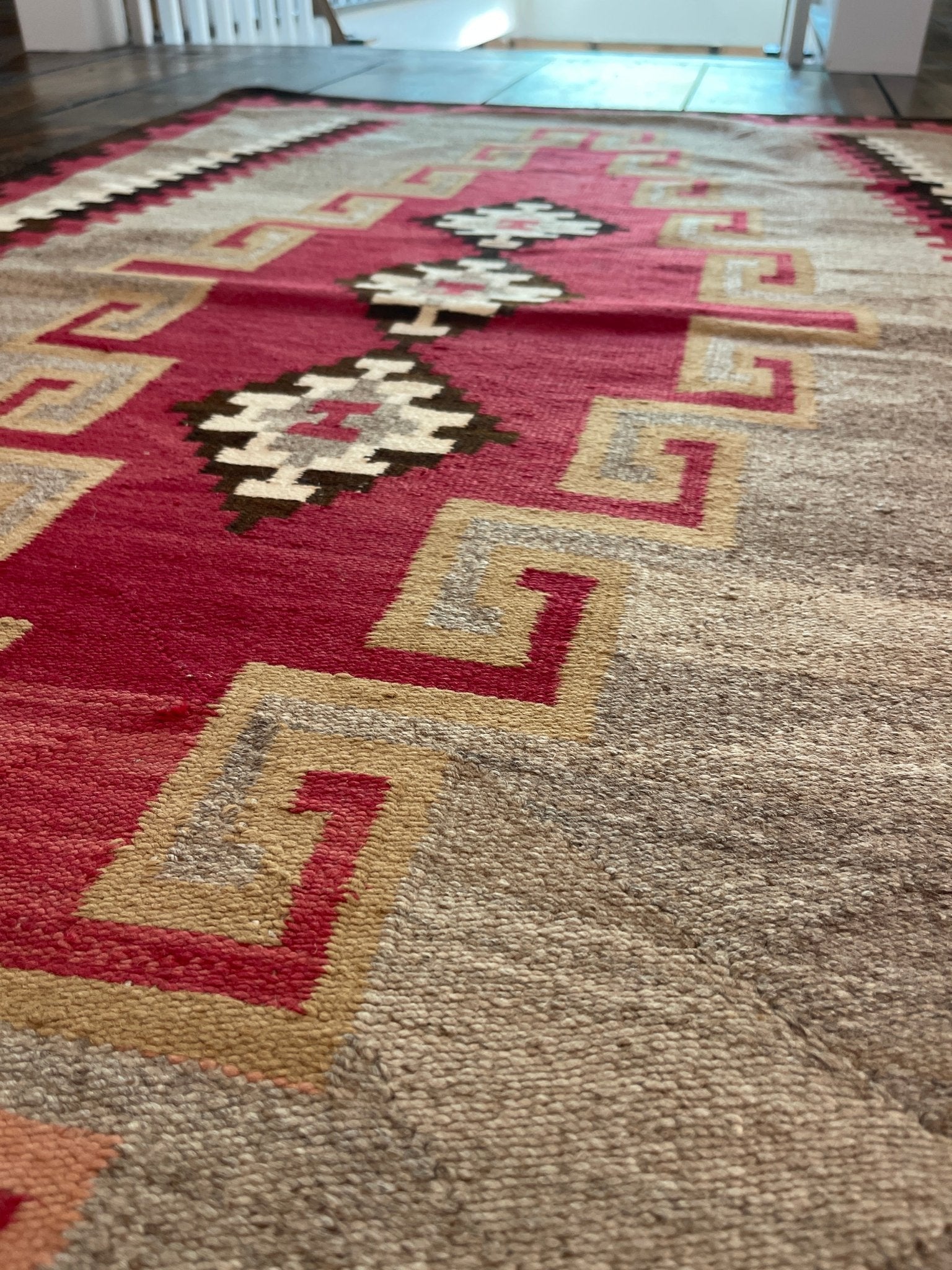 Vintage Handwoven Navajo Rug - Ganado Regional Geometric Flat Weave (45" x 69") – by The Olde 1840