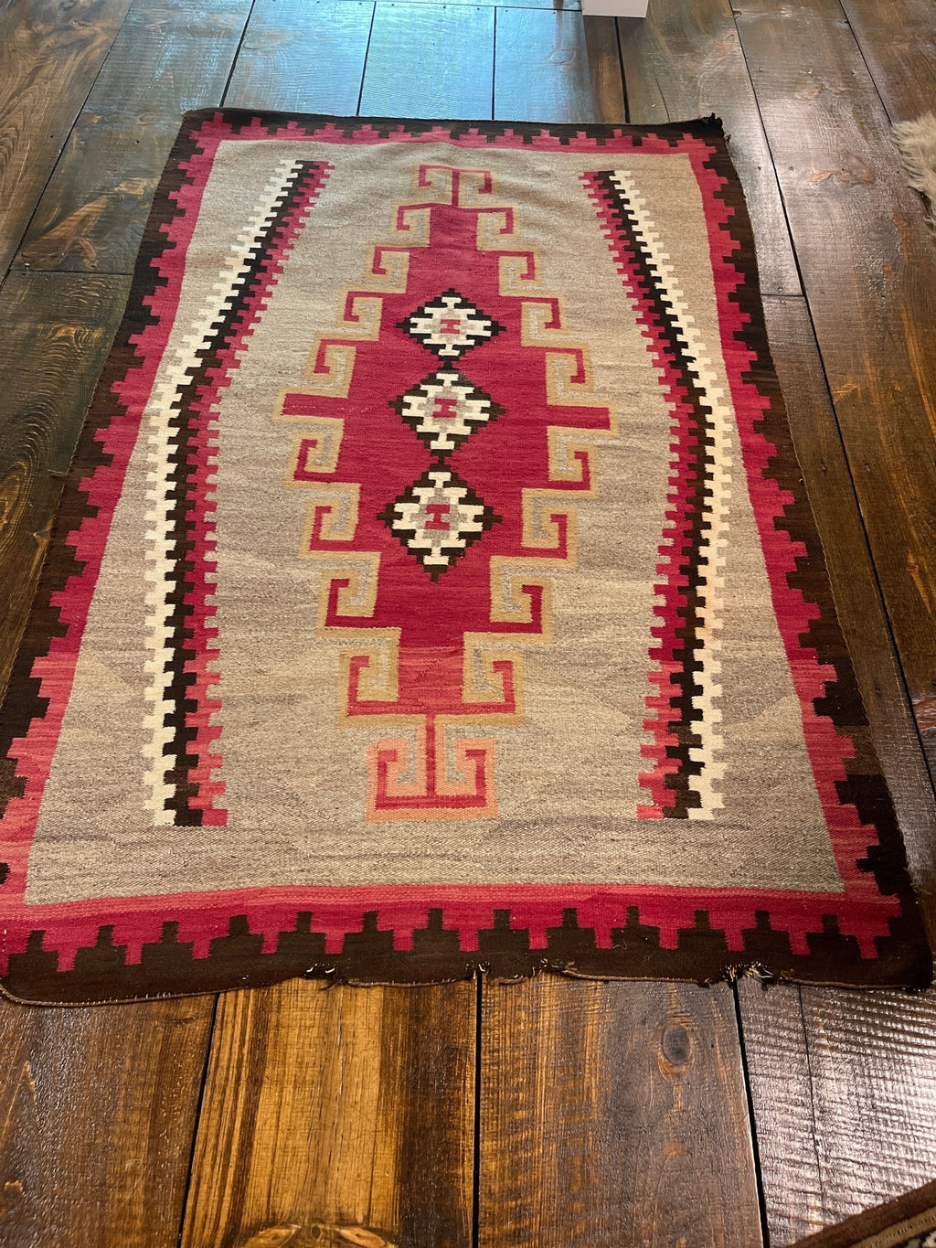 Vintage Handwoven Navajo Rug - Ganado Regional Geometric Flat Weave (45" x 69") – by The Olde 1840