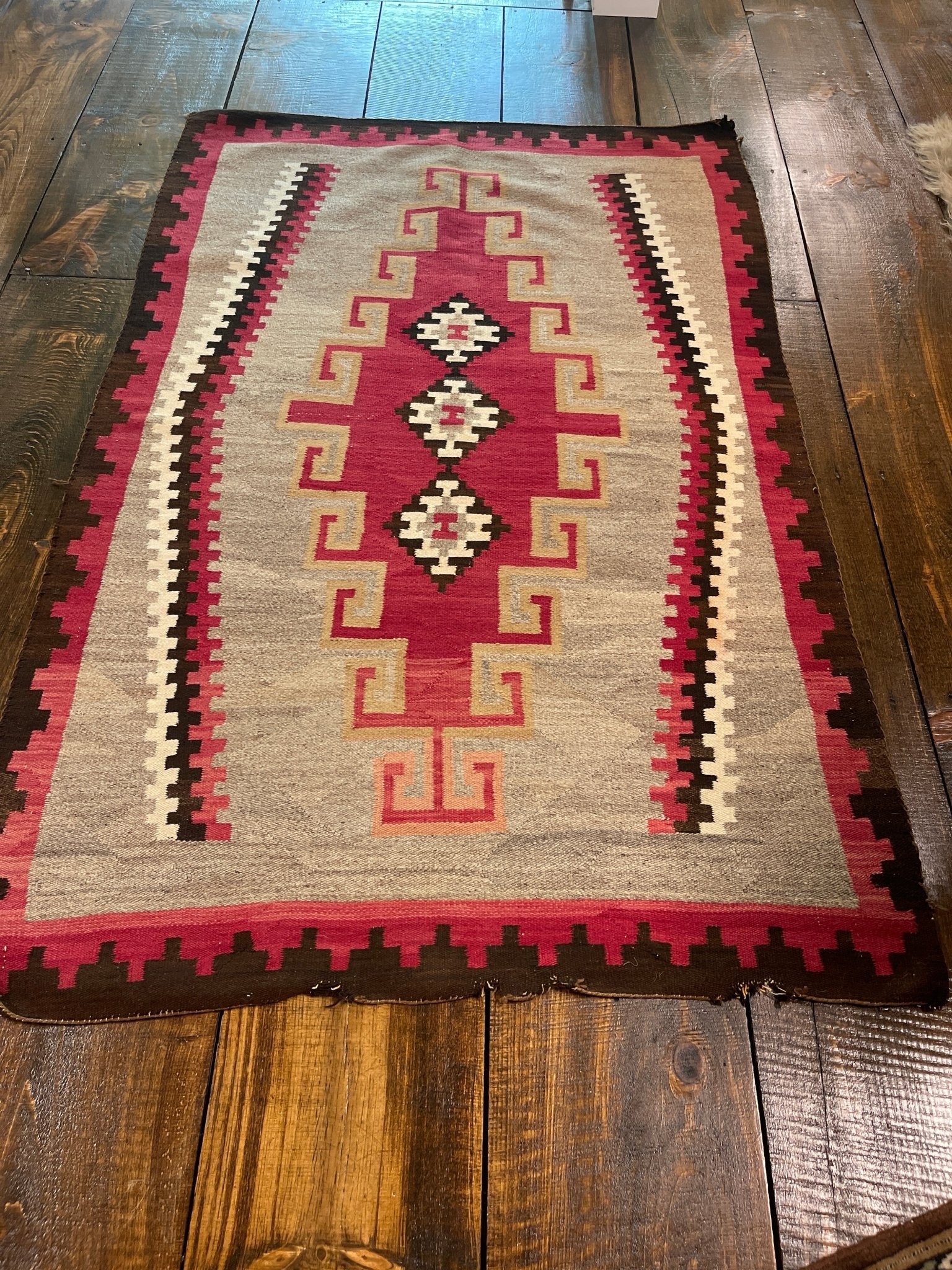 Vintage Handwoven Navajo Rug - Ganado Regional Geometric Flat Weave (45" x 69") – by The Olde 1840