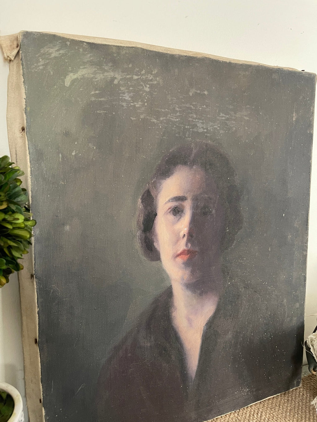 Vintage Oil on Canvas Portrait Painting | Moody Dark Academia 1920s/1930s Aesthetic – Wall Décor by The Olde 1840