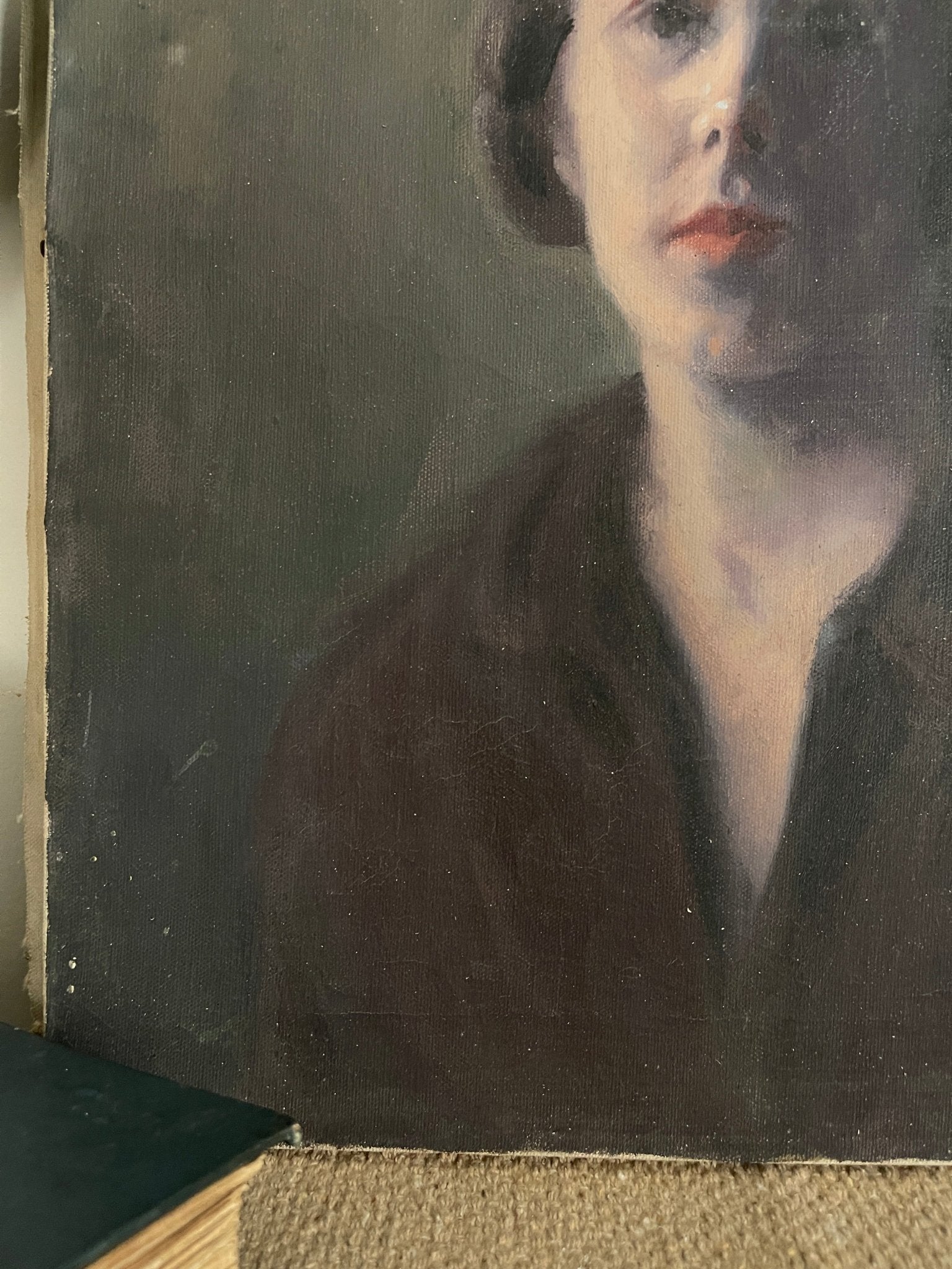 Vintage Oil on Canvas Portrait Painting | Moody Dark Academia 1920s/1930s Aesthetic – Wall Décor by The Olde 1840