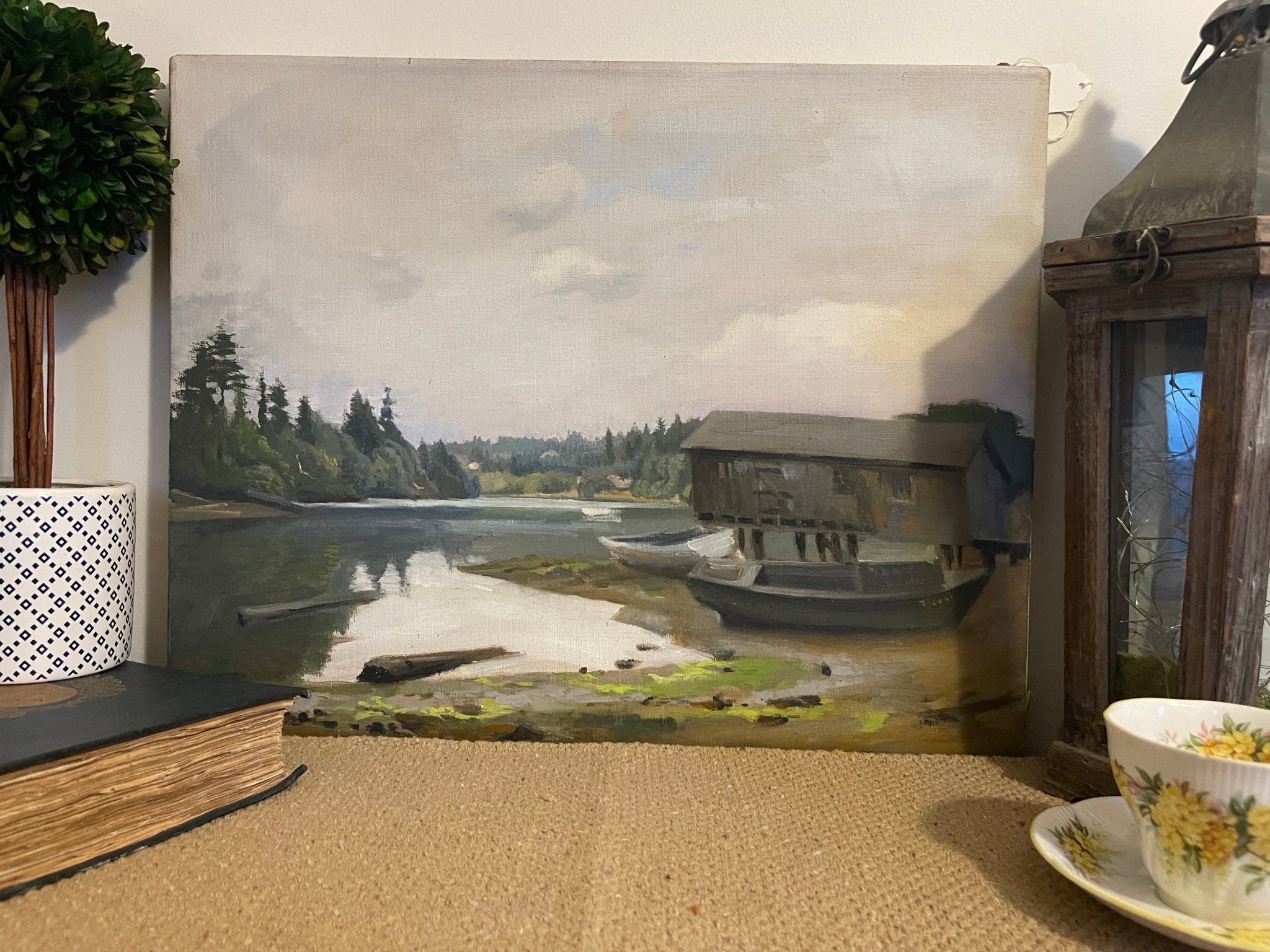 Vintage Original Oil on Canvas Painting - Signed by OLLALA – Wall Décor by The Olde 1840