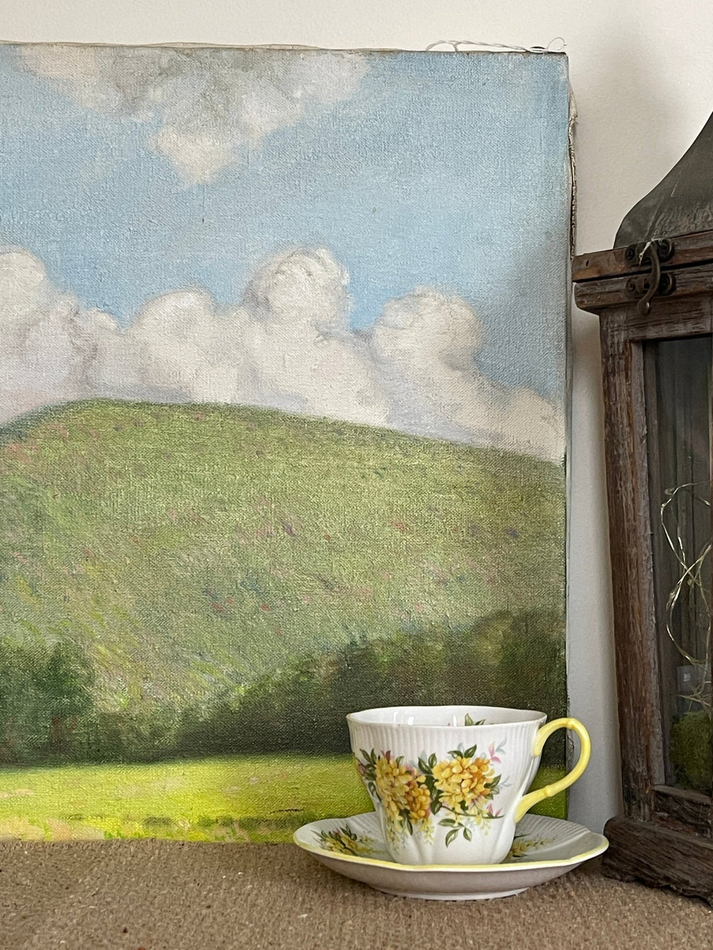 Vintage Rolling Hills Landscape Oil Painting on Canvas – Wall Décor by The Olde 1840