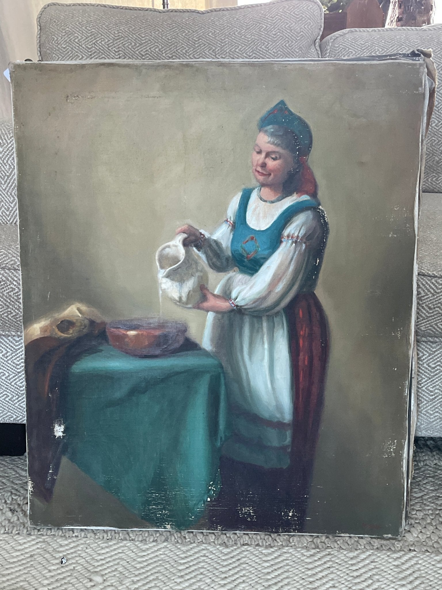 VTG Oil on Canvas Art 25 x 30 – by The Olde 1840