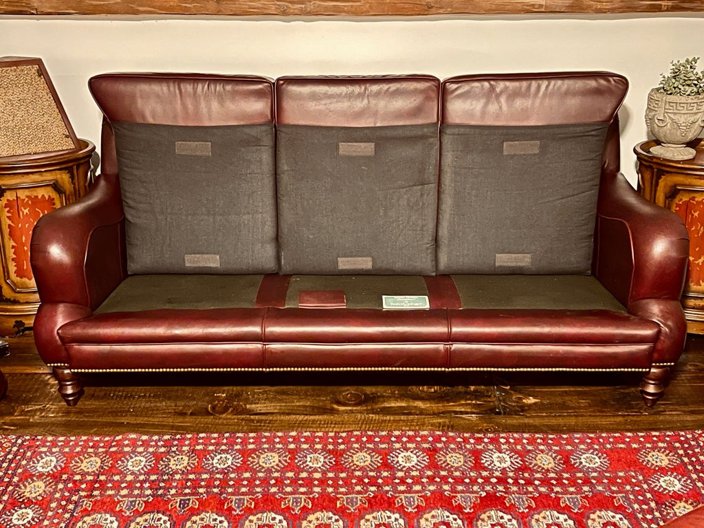 Wayne Phillips for Barcalounger Leather Sofa - Oxblood Burgundy – Furniture by The Olde 1840