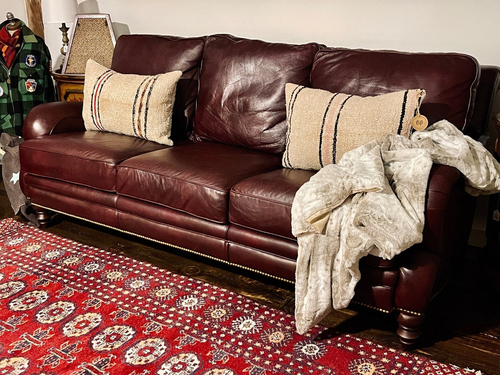 Wayne Phillips for Barcalounger Leather Sofa - Oxblood Burgundy – Furniture by The Olde 1840