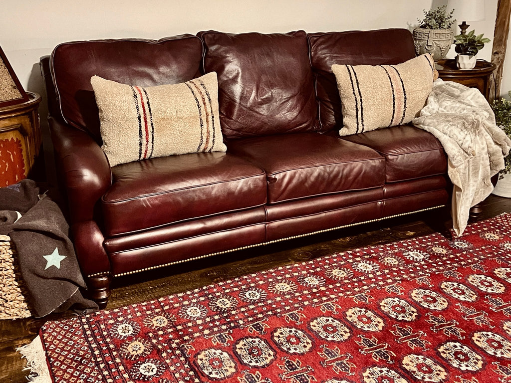 Wayne Phillips for Barcalounger Leather Sofa - Oxblood Burgundy – Furniture by The Olde 1840