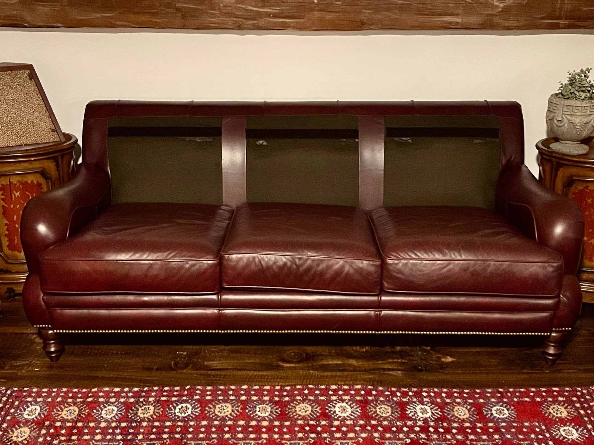 Wayne Phillips for Barcalounger Leather Sofa - Oxblood Burgundy – Furniture by The Olde 1840