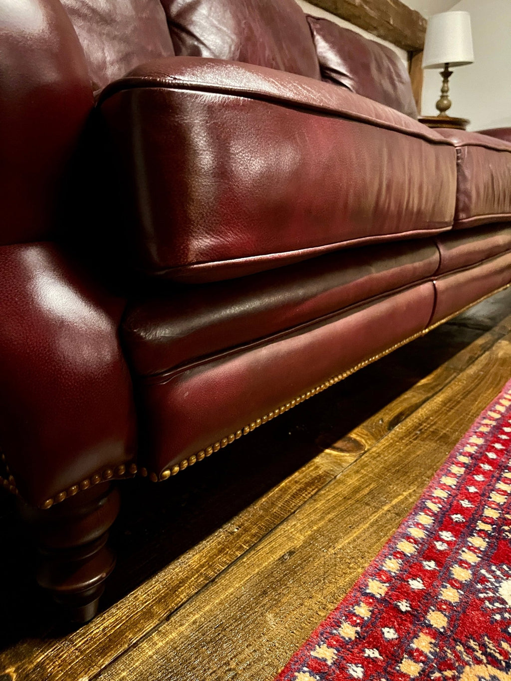 Wayne Phillips for Barcalounger Leather Sofa - Oxblood Burgundy – Furniture by The Olde 1840