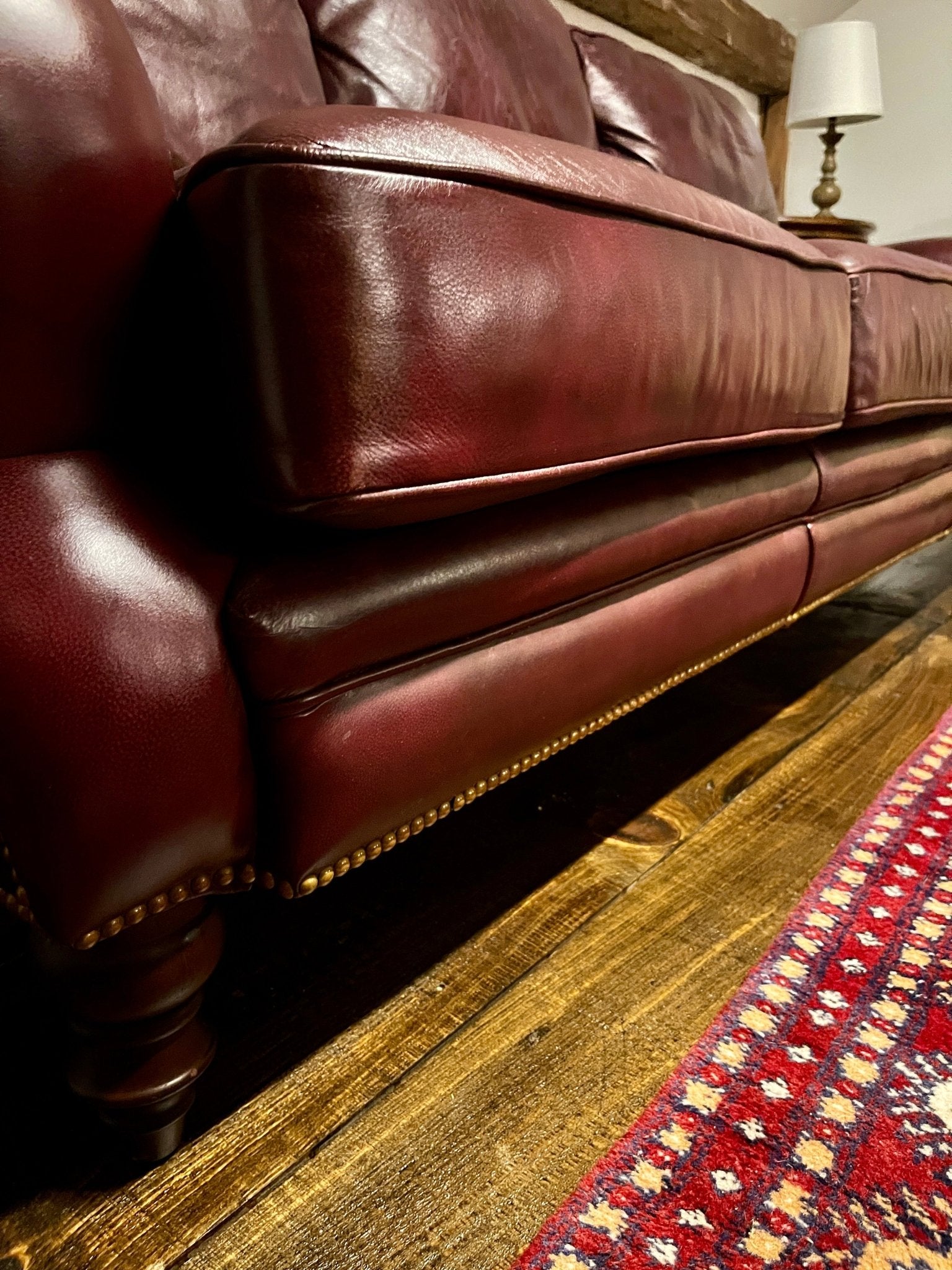 Wayne Phillips for Barcalounger Leather Sofa - Oxblood Burgundy – Furniture by The Olde 1840