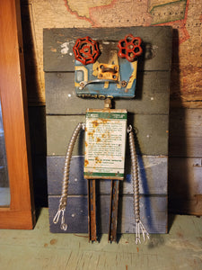 Handcrafted Robot Folk Art - Small